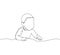 Small child one line art. Continuous line drawing of child, childhood, newborn, new life, son, daughter, silhouette