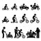 Small Children Riding Toy Vehicles and Bicycle Set Clipart