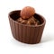 Small chocolate basket with cream and nut