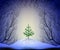 Small Christmas tree growing in the way to the deep fairy forest, Christmas night fairy