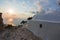 Small church in Monolithos castle at sunset, Rhodes island, Greece