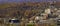 Small city in the forest Sherbrooke downtown Eastern Townships clouds and traffic autumn colors