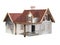 Small clapboard siding house with red roof isolated on a white background, little cottage, 3D illustration