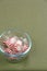 Small Clear Glass Bowl with Clear Wrapped Peppermint Candies