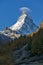 Small cloud over Matterhorn peak, view from Zermatt, Switzerland