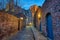 Small cobbled alleyway in York at night