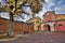 Small cobbled courtyard. Barolo, Italy.