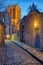 Small cobbled street in York at night