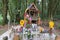 Small but colorful buddhist Shrine in the forest