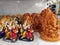 Small colorful sculptures of Ganesh radha krishna and sai baba