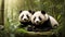 A small, compassionate group envelops and comforts injured panda cubs beneath the verdant canopy.