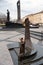 The small copy of the Shevchenko monument in Lviv Ukraine and the original