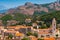 Small Corsican village landscape, old Piana