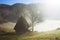 Small cottage in the mountains-panoramic view