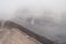 Small crater of Volcano Merapi in clouds