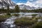 Small creek in Eastern Sierra Nevada mountains in California, along the John Muir Trail in Little Lakes Valley Heart Lake in Mono