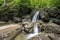 Small creek with many waterfalls in the middle of forest