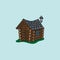 Small crooked log cabin vector illustration