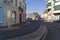 Small curved street in the downtown. Lille, France.