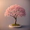 A small cute blossoming sakura bonsai tree, 3d isometric reference model, ai generated