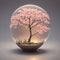 A small cute blossoming sakura in glass snow ball, 3d isometric reference model, ai generated