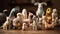 Small cute figurine collection of domestic cat and dog toys generated by AI