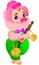 Small cute pink little cartoon laughing pig illustrations