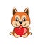 Small, cute puppy with heart. Vector illustration.