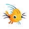 Small cute yellow fish. Sea, tropical, aquarium fish. Colorful cartoon character