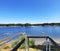 Small deck with amazing view of lake.