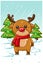 A small deer wearing red coat in the Christmas season vector illustration