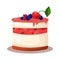 Small delicious fruity birthday cake with berry icing on a colorless background.