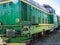 Small diesel locomotive close up photo