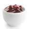 Small dish of cranberry sauce.