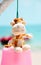 Small doll hanging beach sea