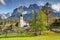 Small domed village church with Wetterstein in Grainau Bavaria