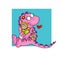 The small dragon with doll colored illustration humorist button or icon for website