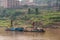 Small dredging boats on Yangtze River, China