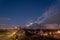 A small Dutch village illuminated by the spring moon. Night story image