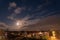 A small Dutch village illuminated by the spring moon. Night story image