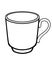 Small elegant coffee cup - vector linear image for coloring. Mug - an element for a coloring book. Outline. Hand drawing.