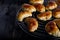 Small empanadas with meat on a white plate