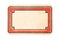 Small empty label, old retro style worn blank sticker, dated elegant wide rectangular paper adhesive tag, red border frame