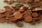 Small euro cent coins in a close-up