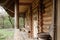 Small European-style resort wooden house or wooden hut in forest Old wooden house. Old wood in the countryside. Near is beautiful