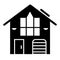 A small family cottage solid icon. Cottage with garage vector illustration isolated on white. Home glyph style design