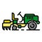 Small farm tractor icon color outline vector