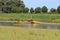 Small ferry boat crossing the river ijssel