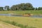 Small ferry boat crossing the river ijssel