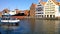 Small ferry ship in Gdansk on the Motlawa River, old town Gdansk